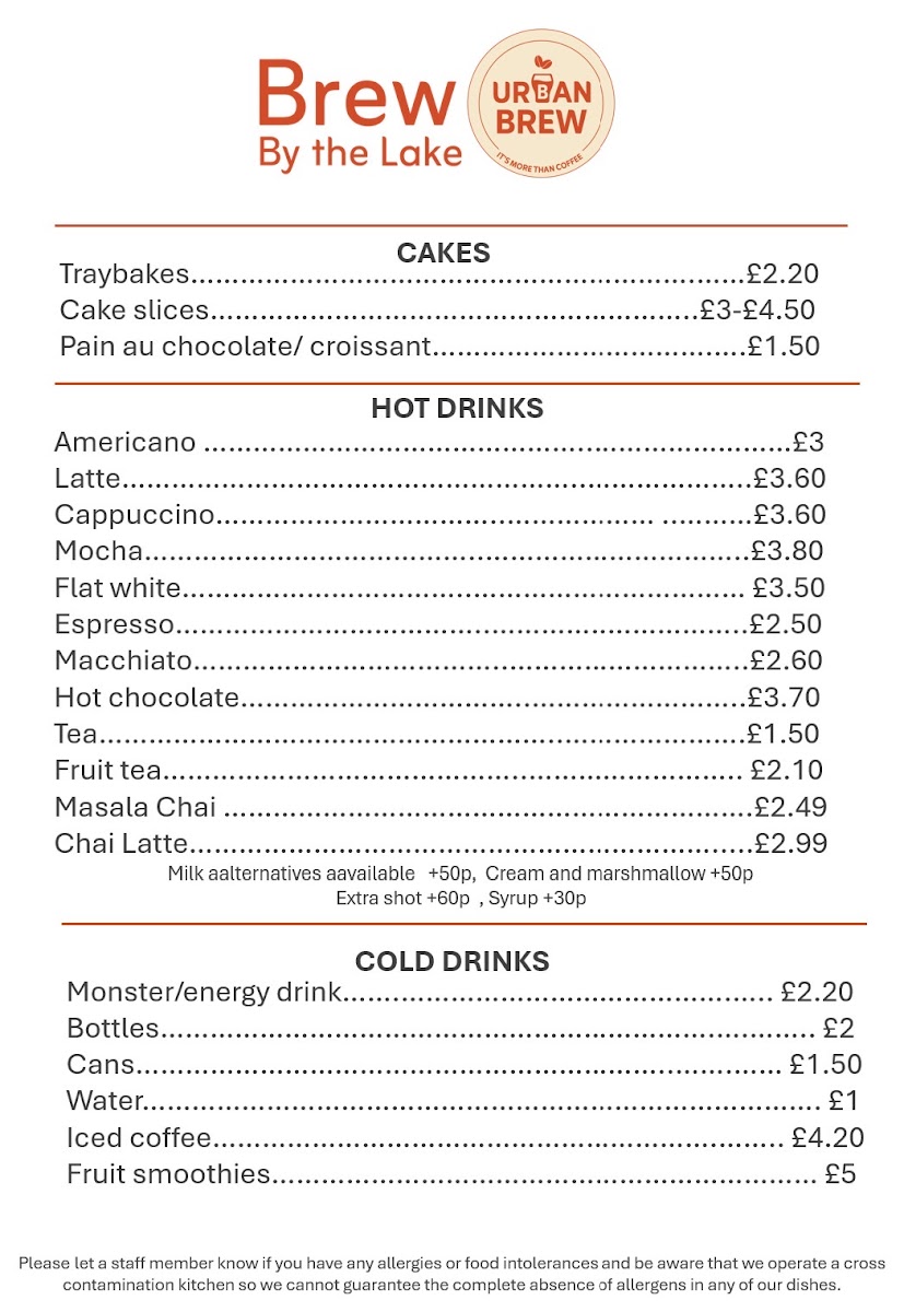 Brew By the Lake By Urban Brew Menu 1