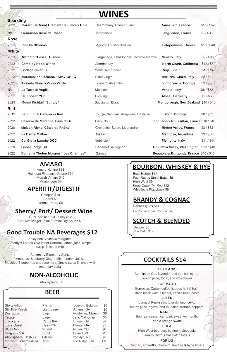 Natalie Bianca Menu 2