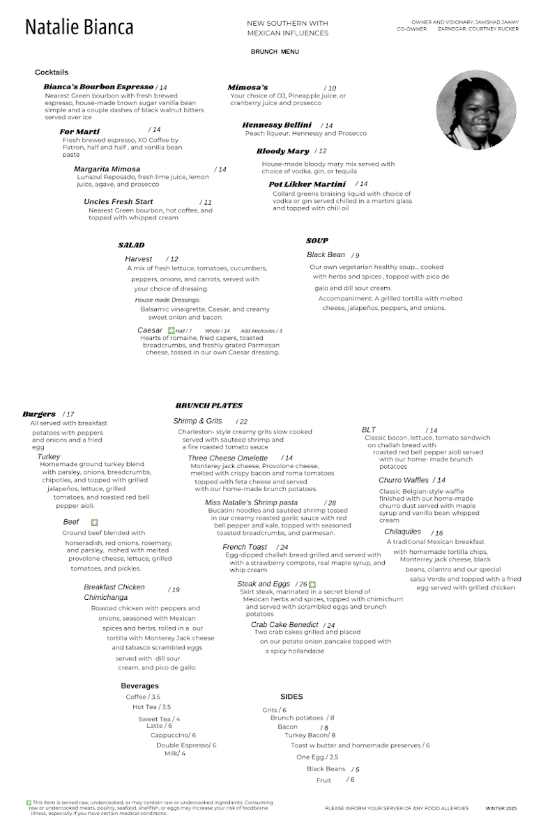 Natalie Bianca Menu 3