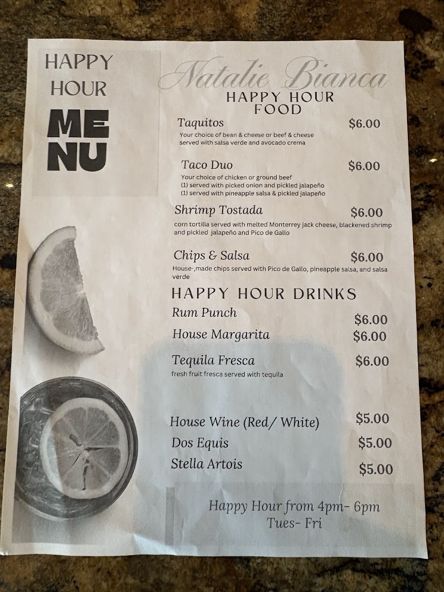 Natalie Bianca Menu 5