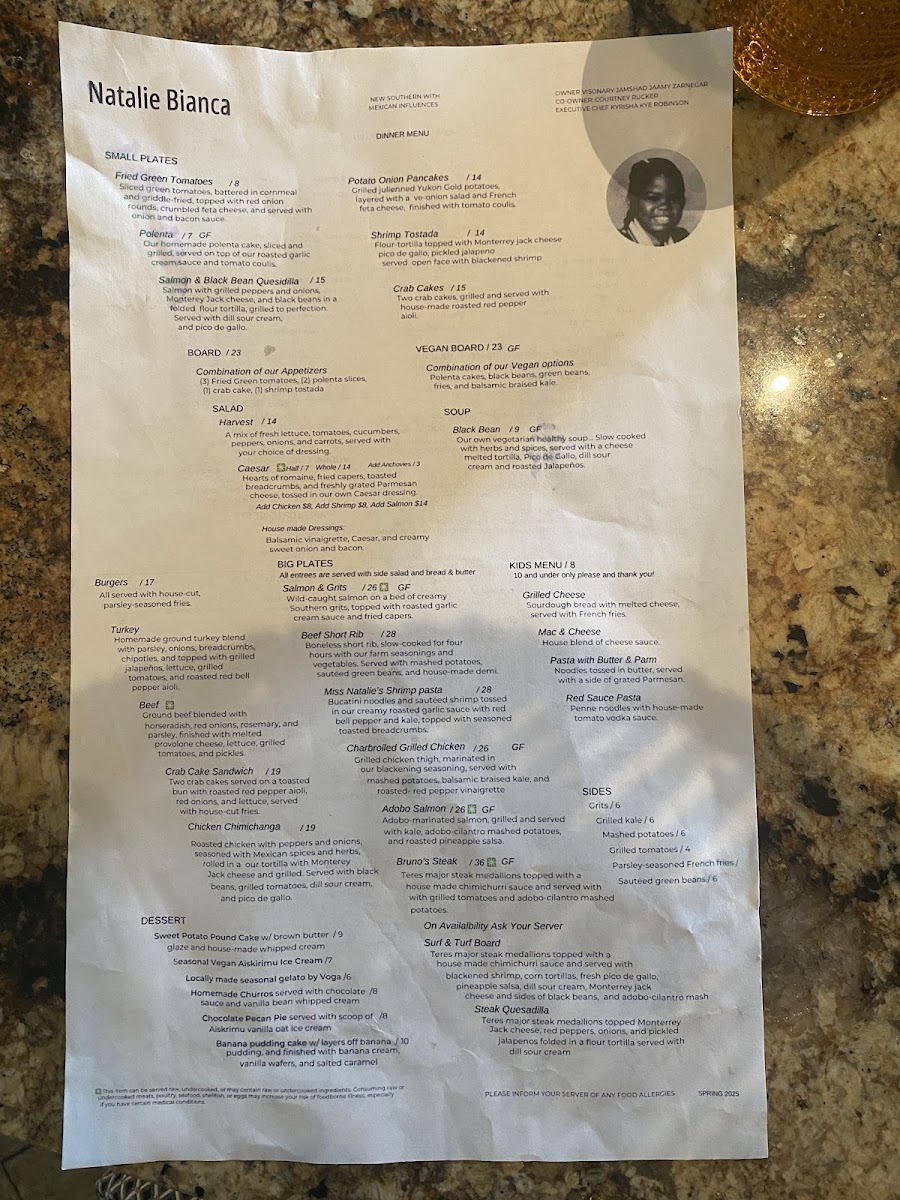 Natalie Bianca Menu 6