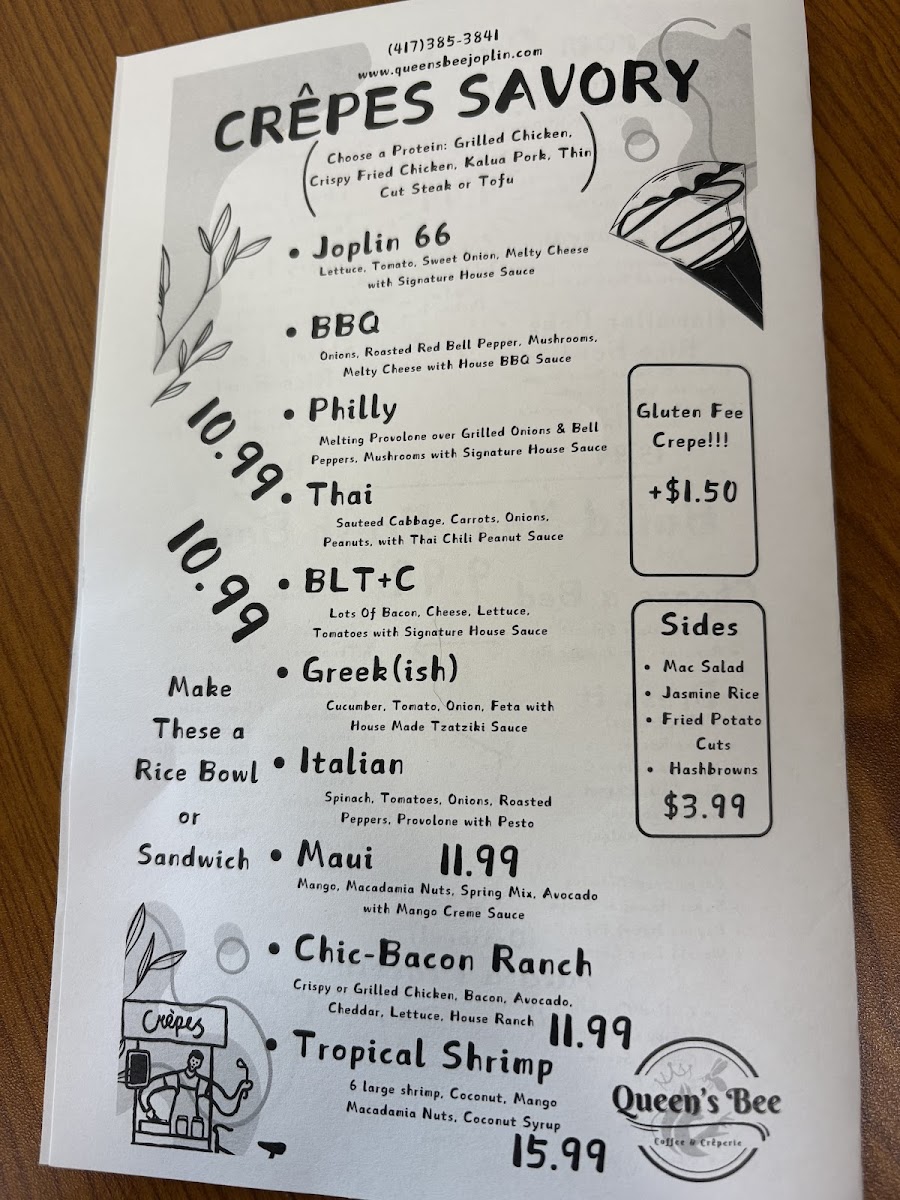 Queen's Bee Coffee & Creperie Menu 2