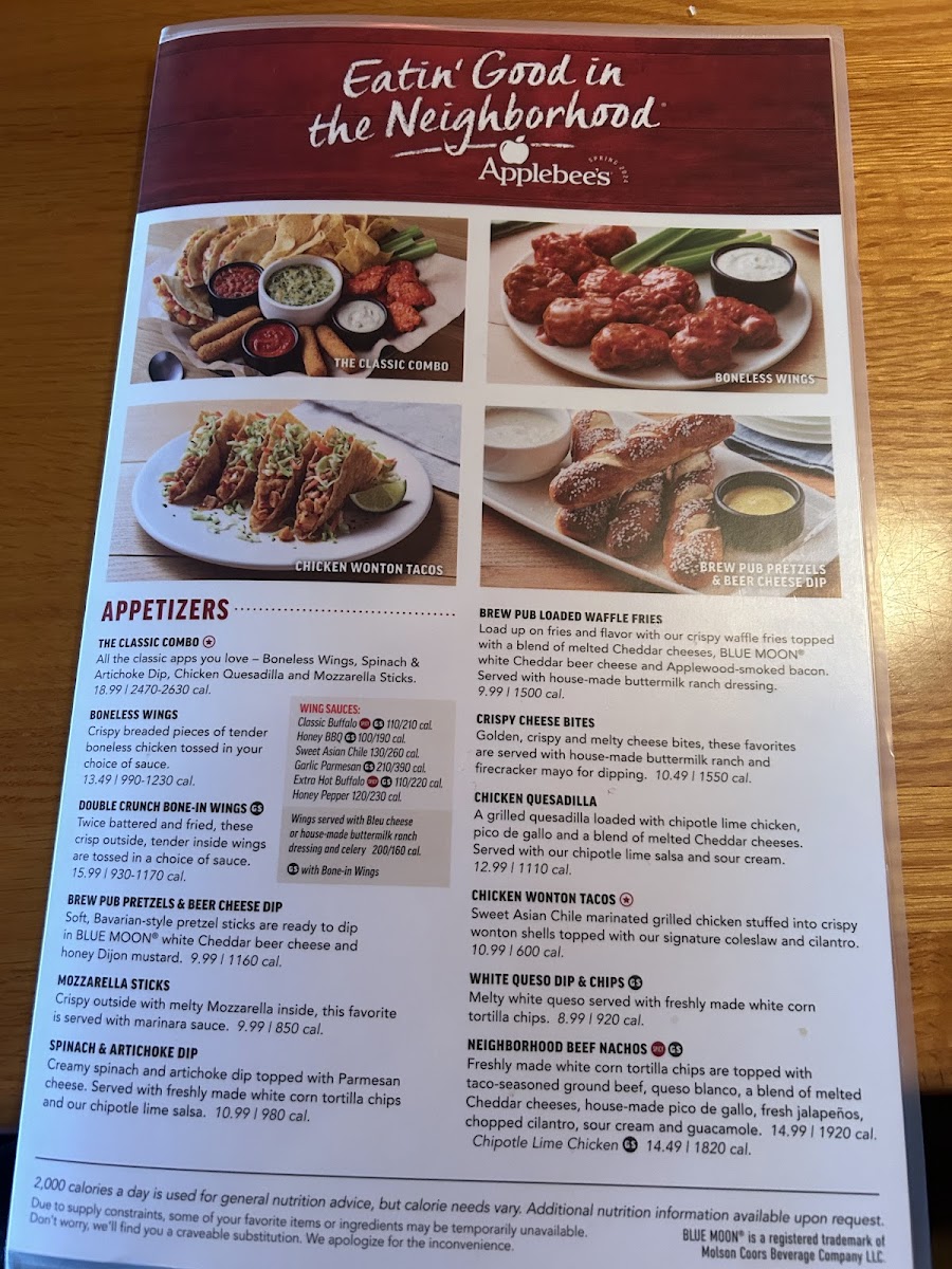 Applebee's Grill + Bar Menu 1