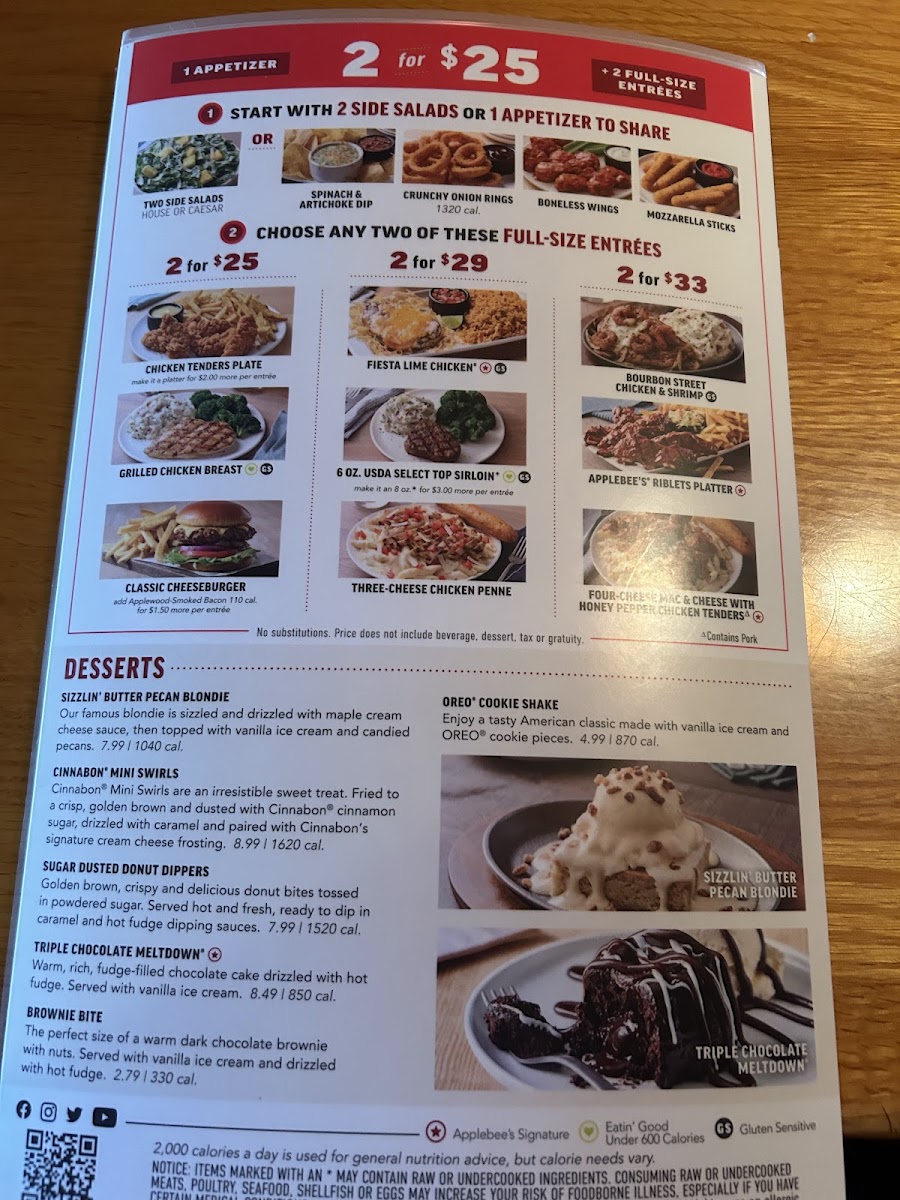 Applebee's Grill + Bar Menu 2