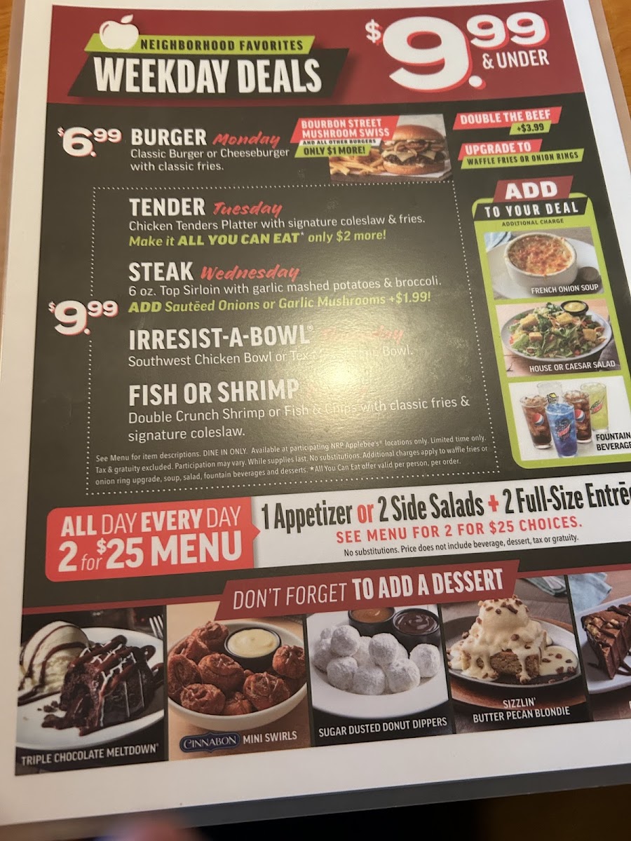 Applebee's Grill + Bar Menu 3