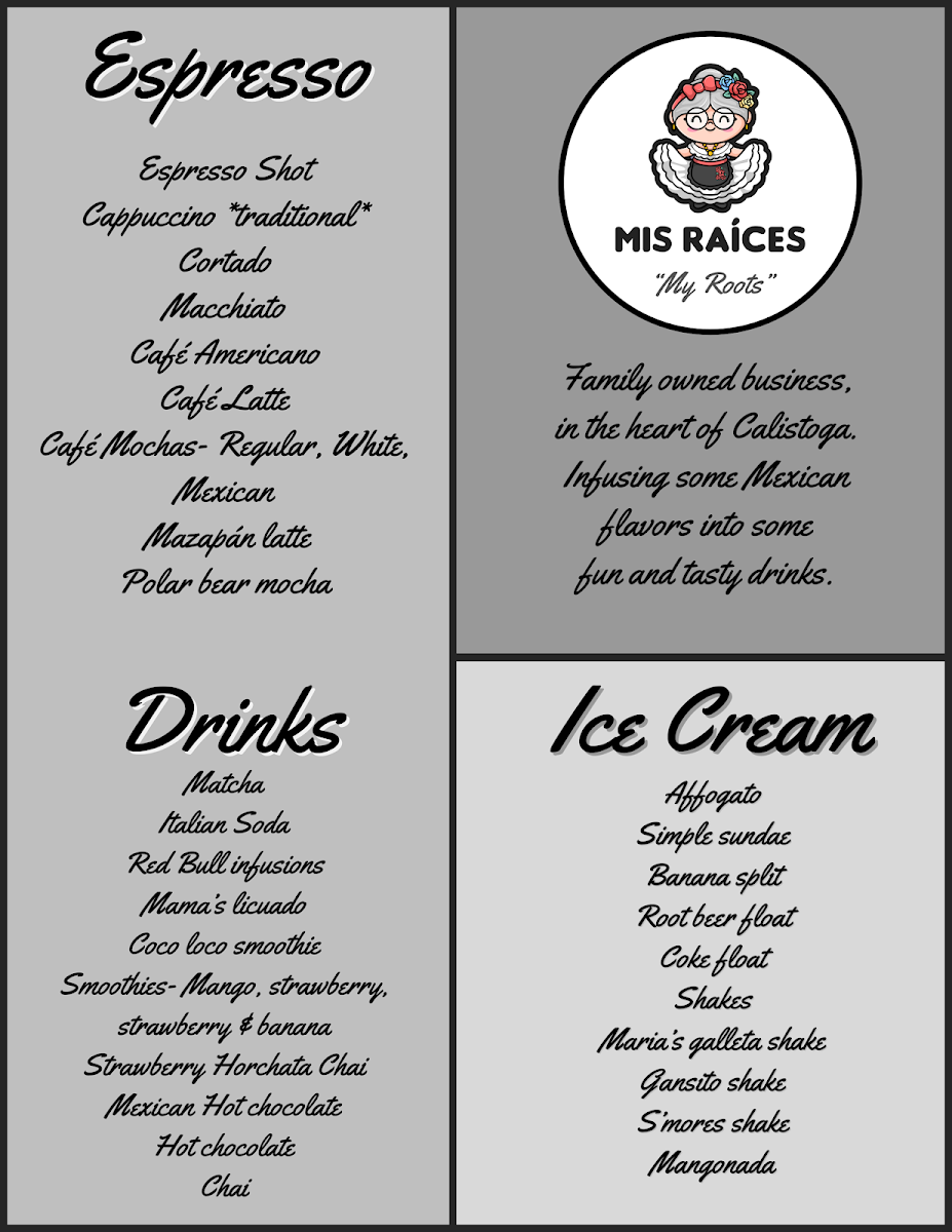 Mis Raices “Coffee & Ice cream Shop” Menu 3