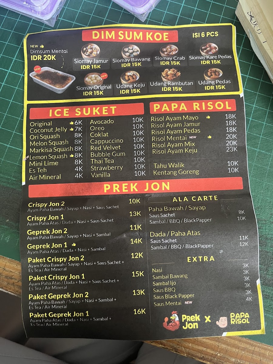 Geprek Jon x Papa Risol Wendit Menu 3