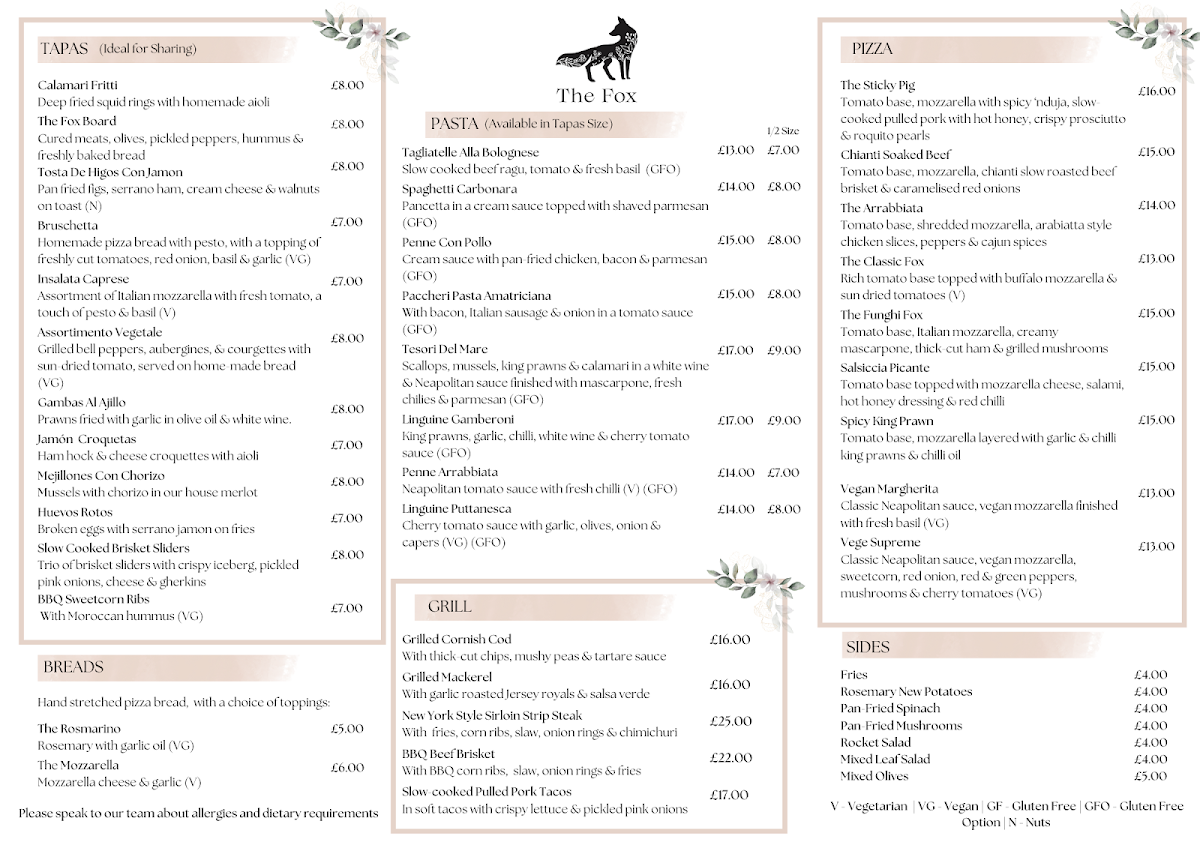 The Fox Menu 2