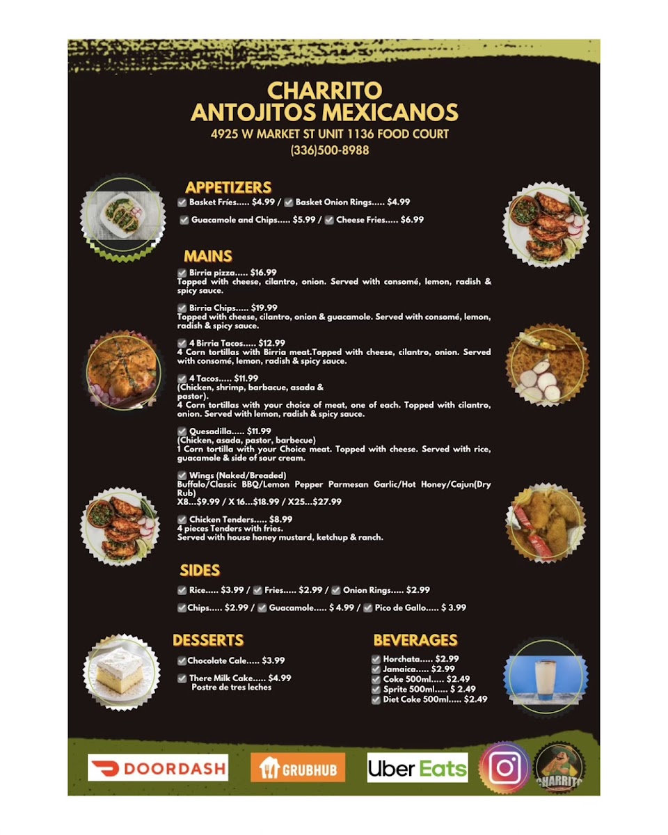 Charrito Menu 1