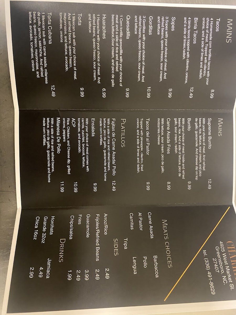 Charrito Menu 2