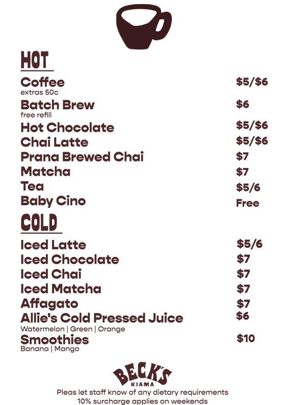 LITTLE EARTH COFFEE Menu 2