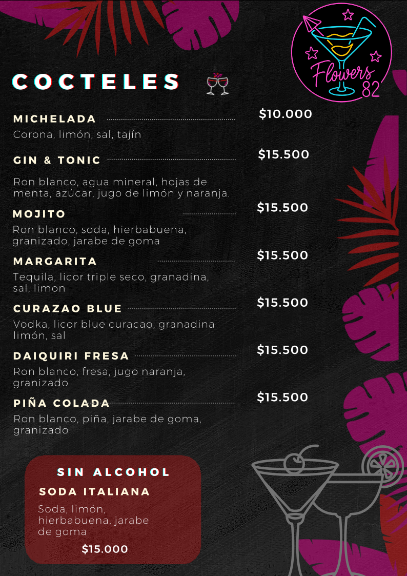 Flowers 82 Café Bar Menu 3