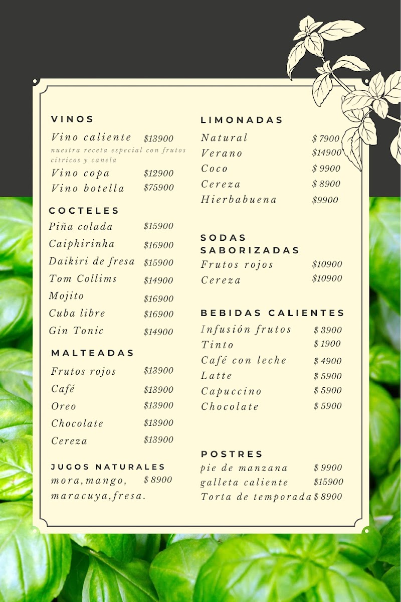Basílico Pizzería Menu 1