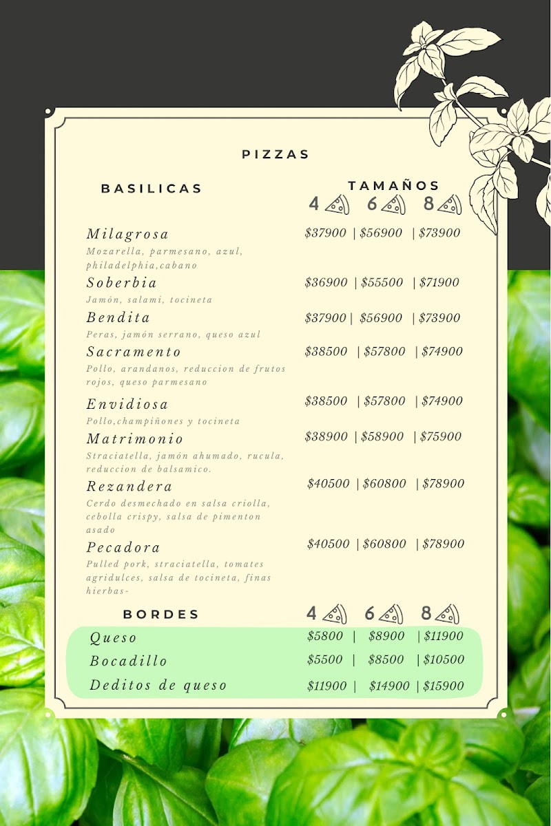 Basílico Pizzería Menu 2