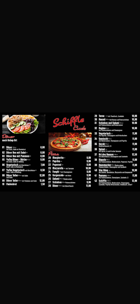 Schiffle Cicek Pizza & Kebap Menu 1