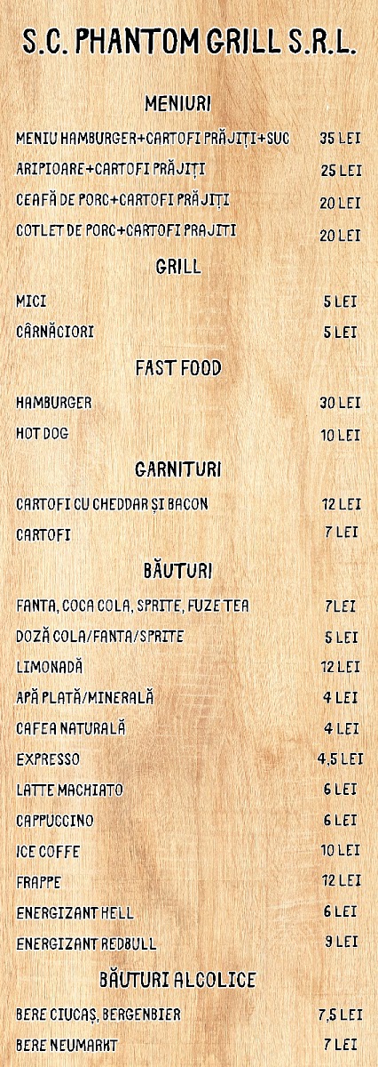 Phantom Grill Menu 2