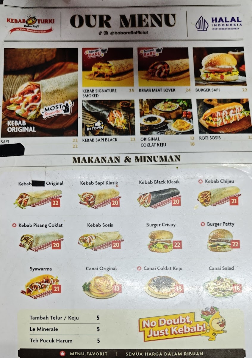 Kebab Turki Baba Rafi - Alfamidi Kelud Raya Menu 2