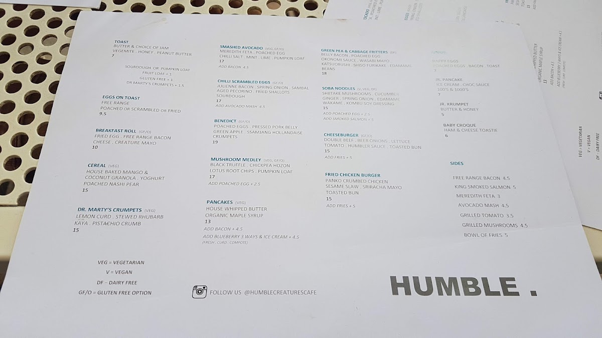 Humble Creatures Menu 10