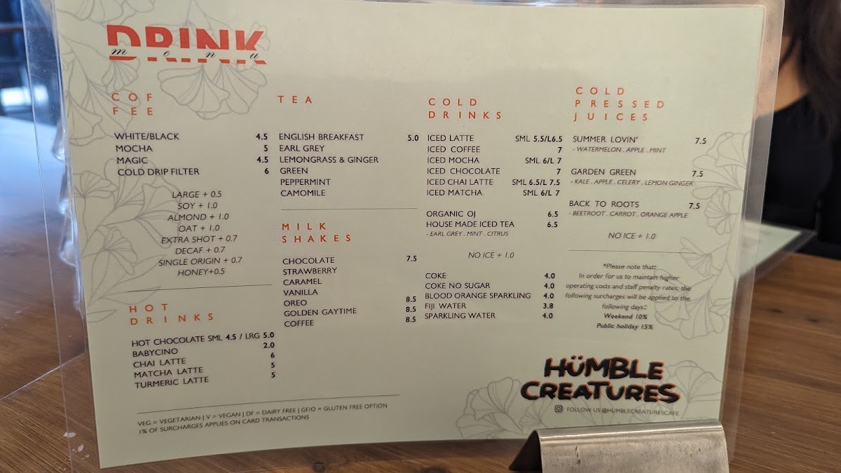 Humble Creatures Menu 3