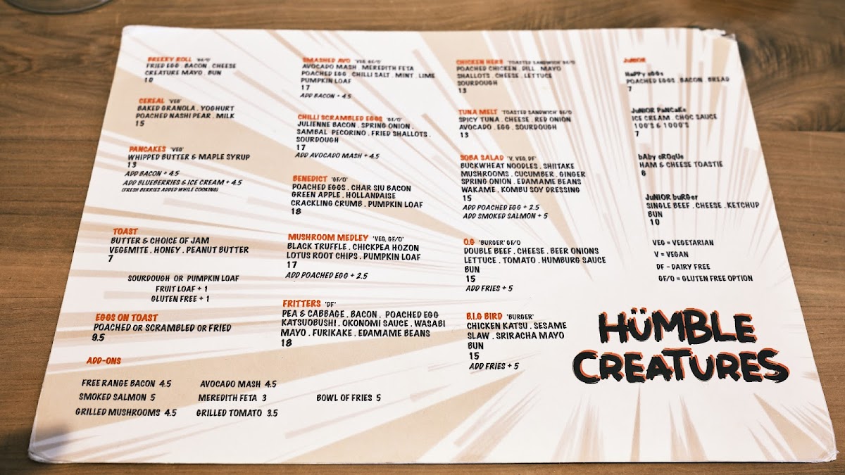 Humble Creatures Menu 5