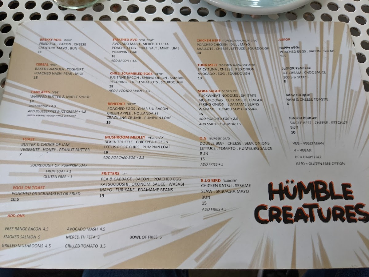 Humble Creatures Menu 6