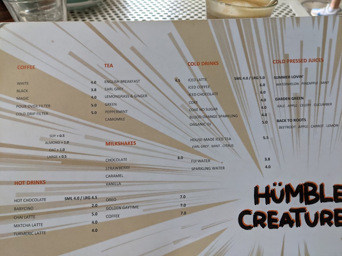 Humble Creatures Menu 9