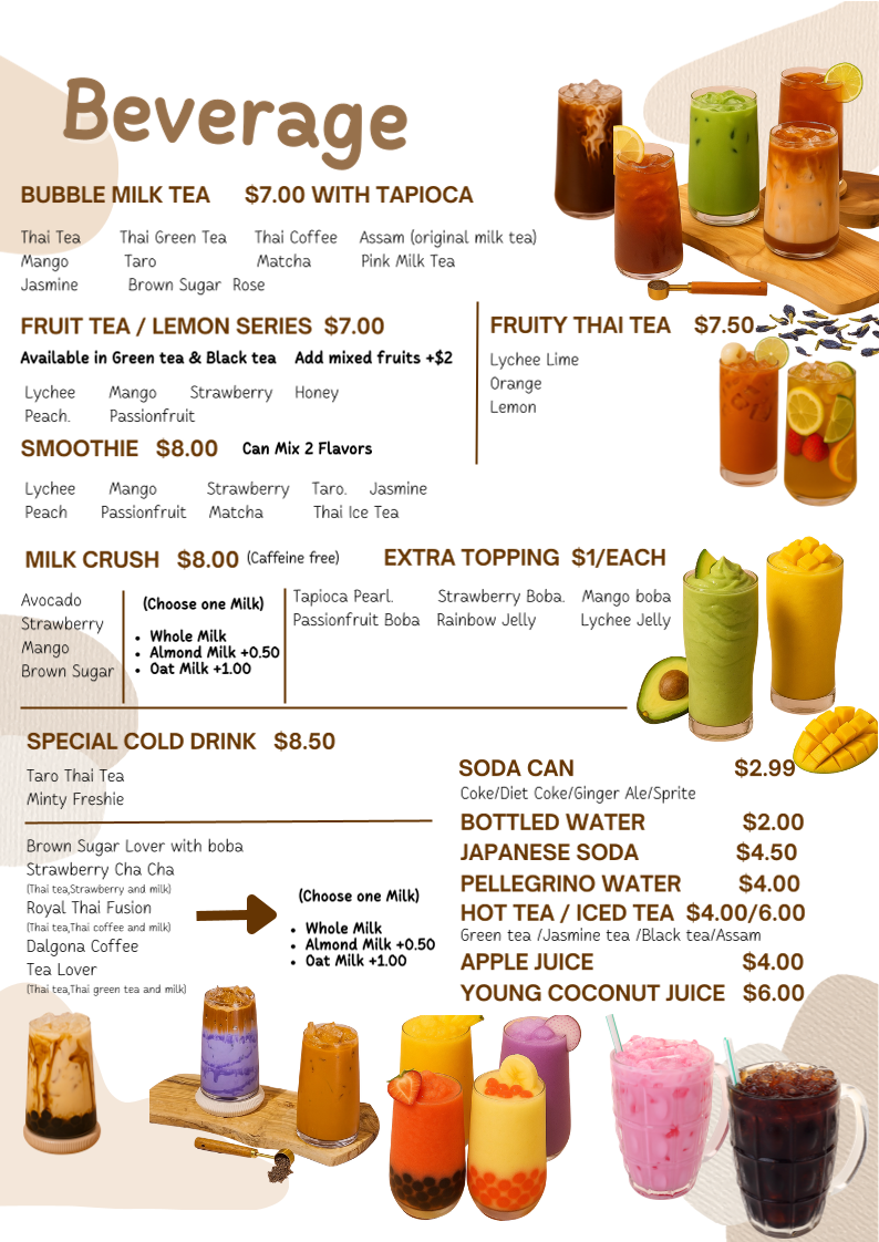 Pad Thai Noodle Restaurant Menu 1