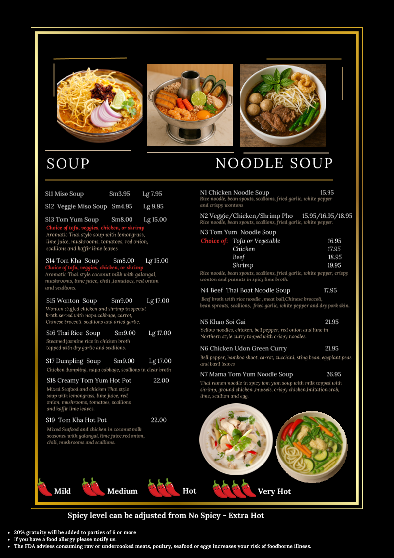 Pad Thai Noodle Restaurant Menu 2