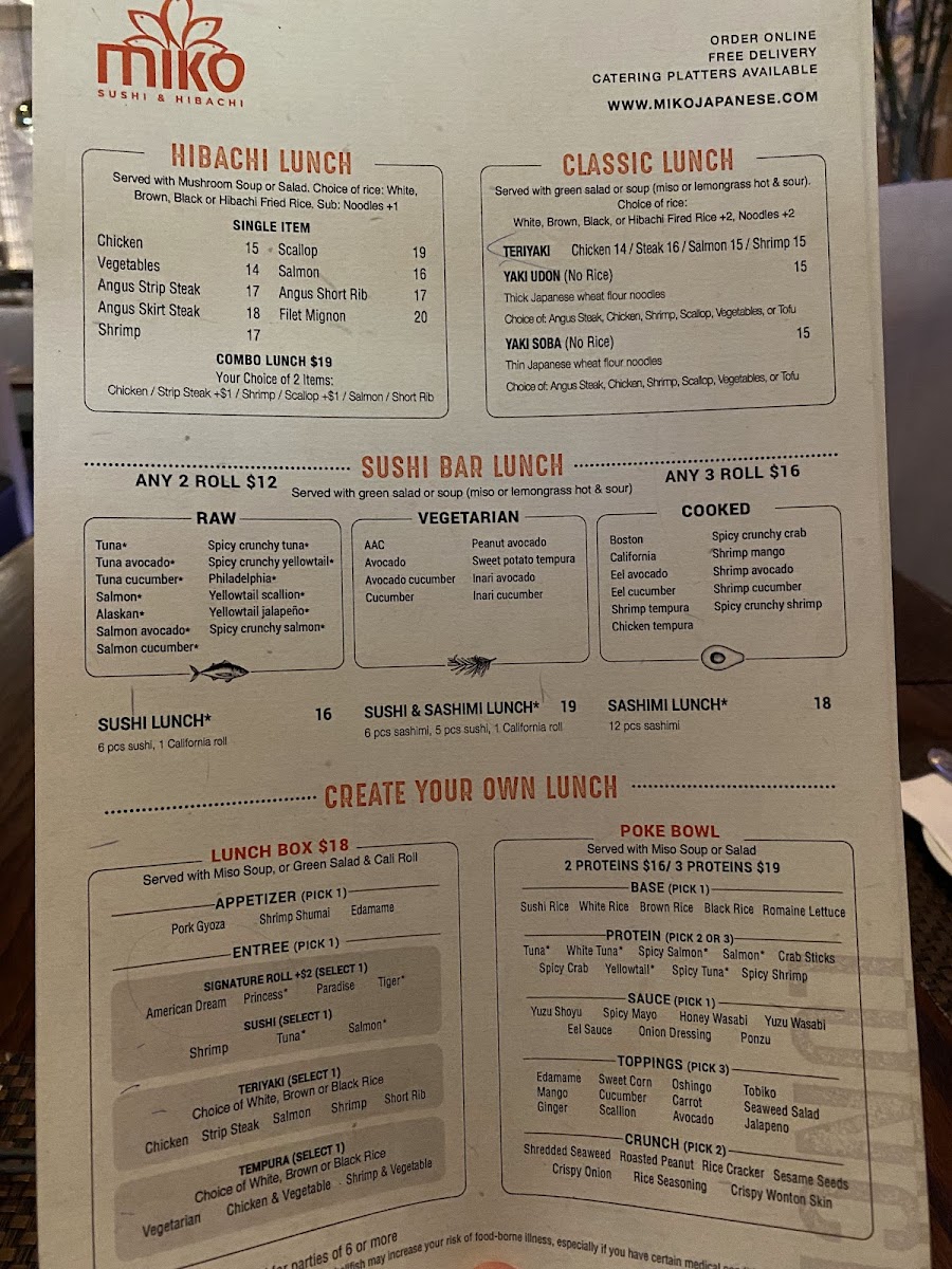 Miko Plainview - Sushi & Hibachi Menu 6