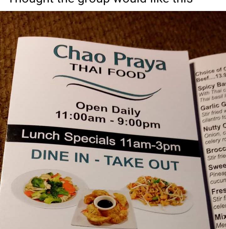 Chao Praya Thai Food Menu 5