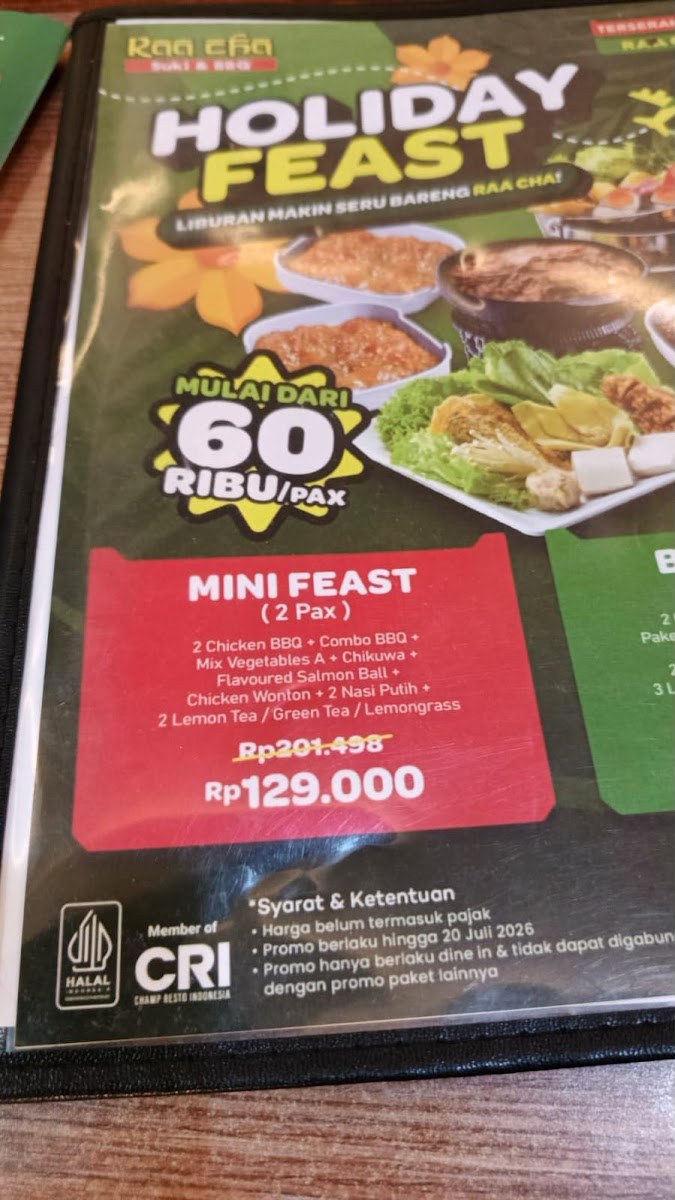 Raa Cha Suki & BBQ Mall Ciputra Menu 2