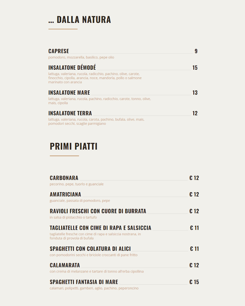 Démodé Menu 2
