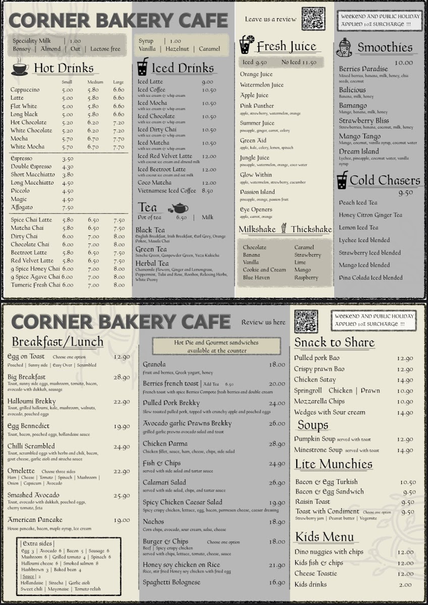 Corner Bakery Cafe Menu 1