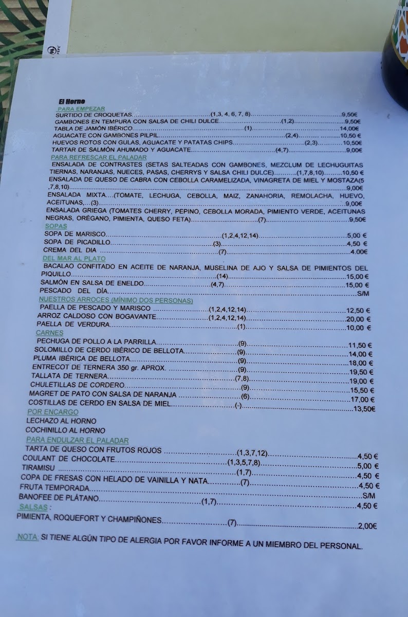 Restaurante el Horno Menu 4
