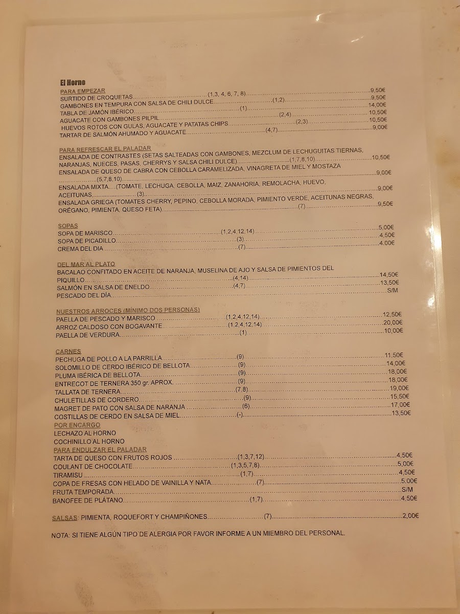 Restaurante el Horno Menu 5