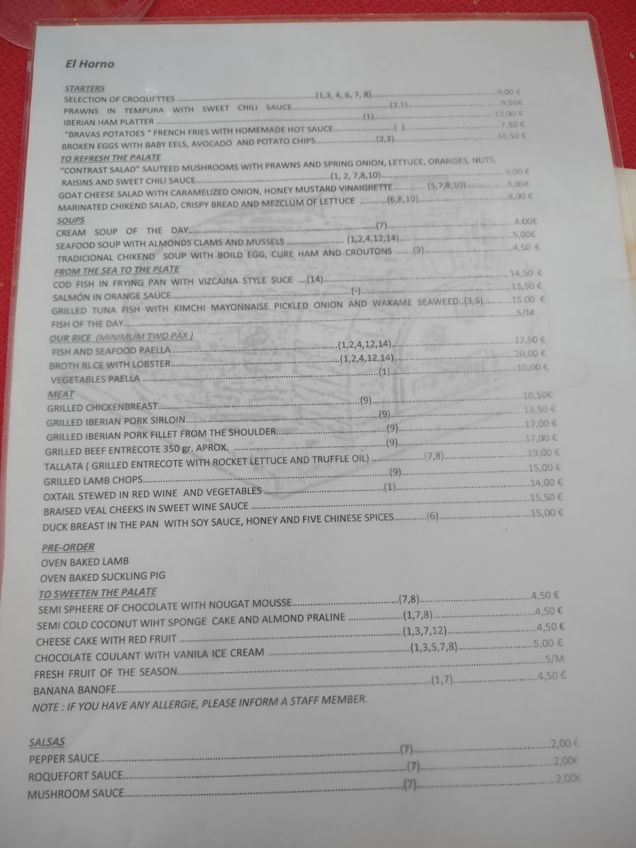 Restaurante el Horno Menu 8