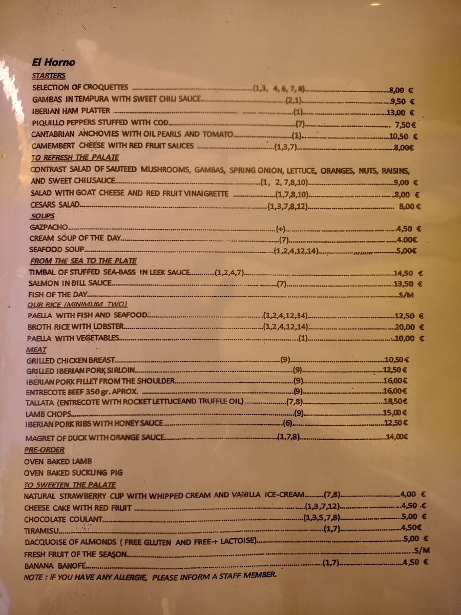 Restaurante el Horno Menu 9