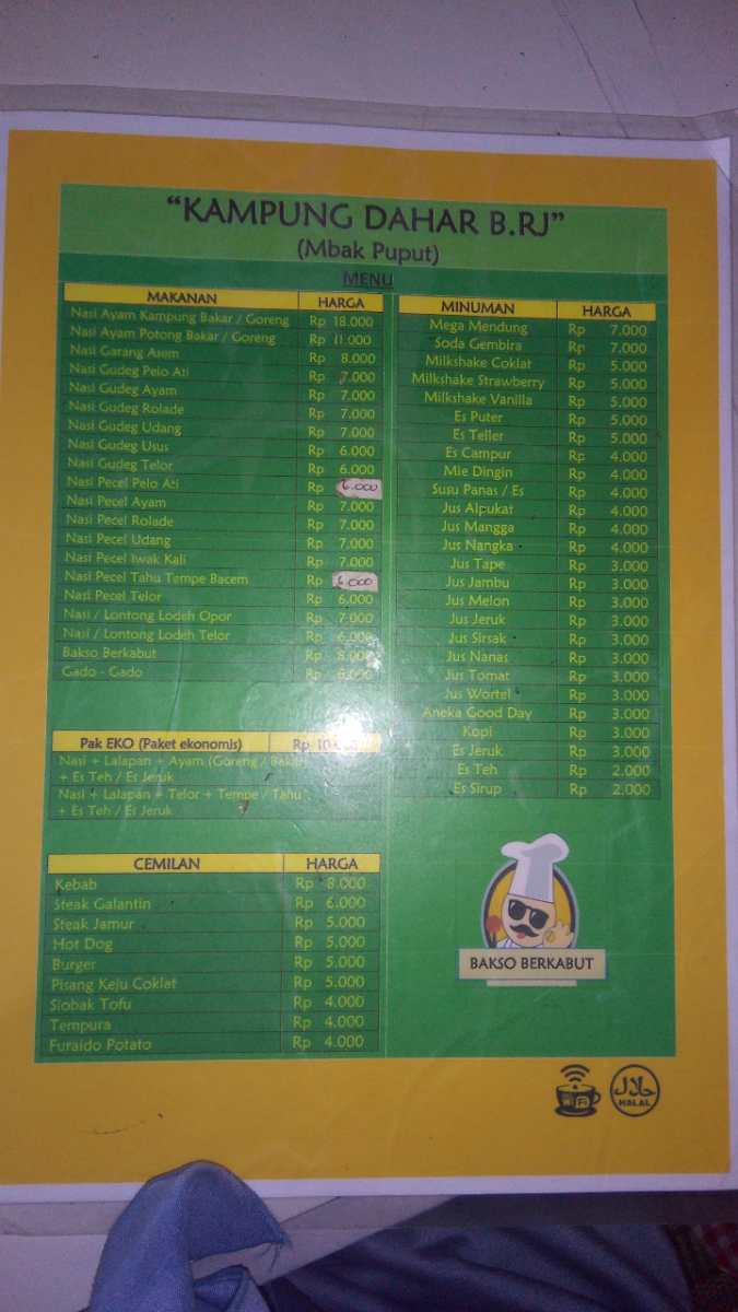 Kampung Dahar B.R.J Menu 1