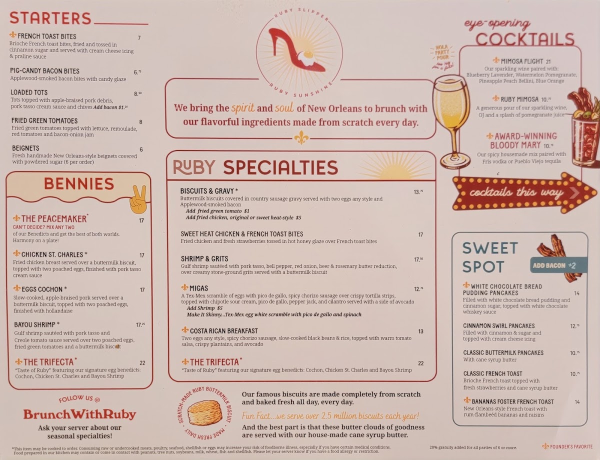 Ruby Slipper Menu 1