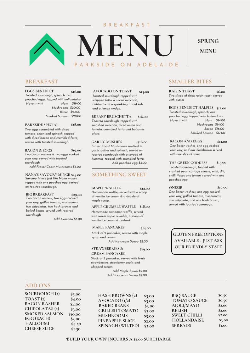 Parkside on Adelaide Menu 2