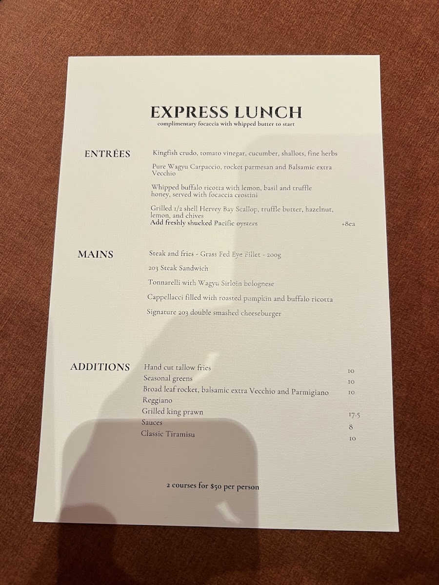 The 203 Menu 3
