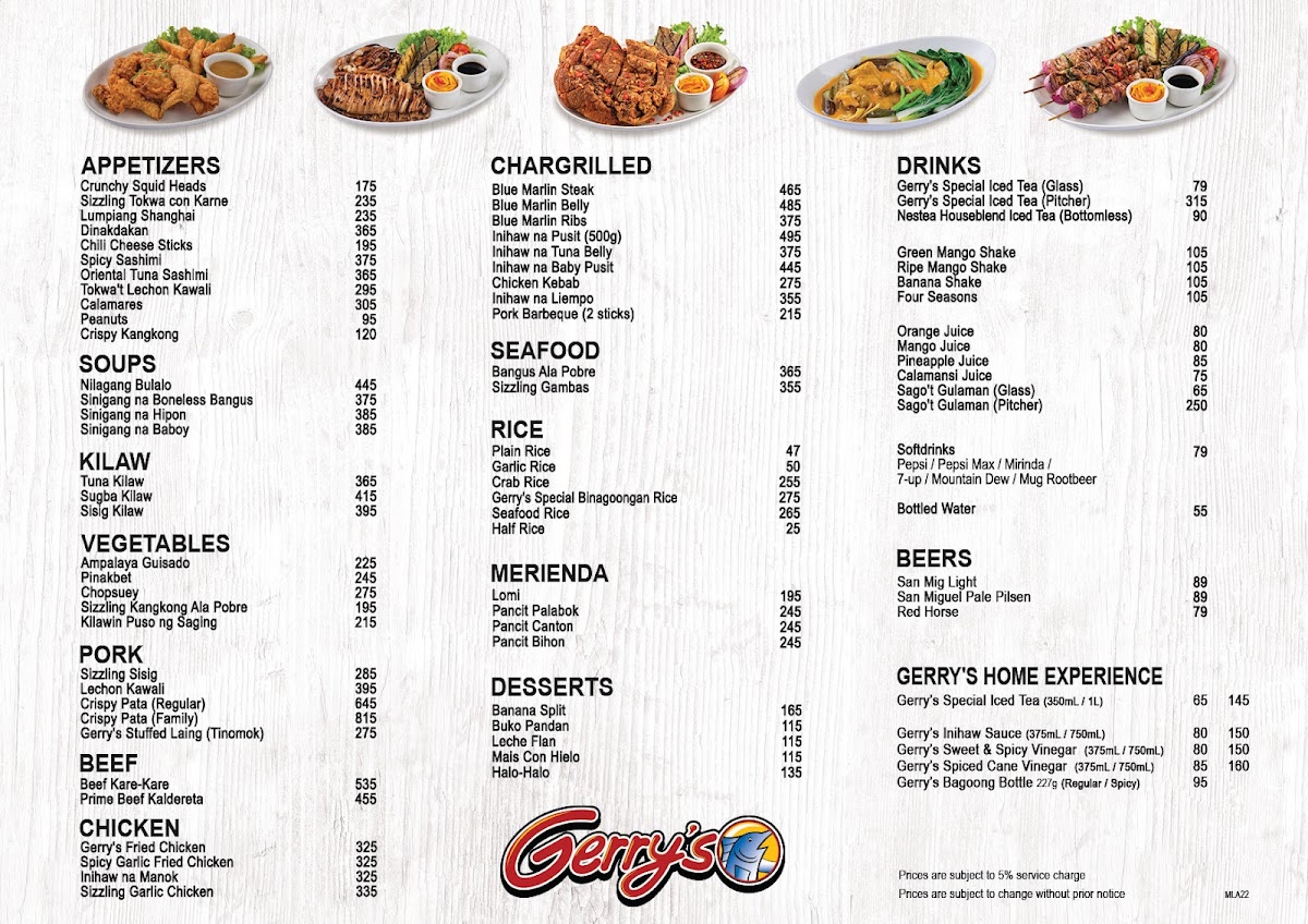 Gerry's San Jose Nueva Ecija (Gerry's Grill) Menu 1