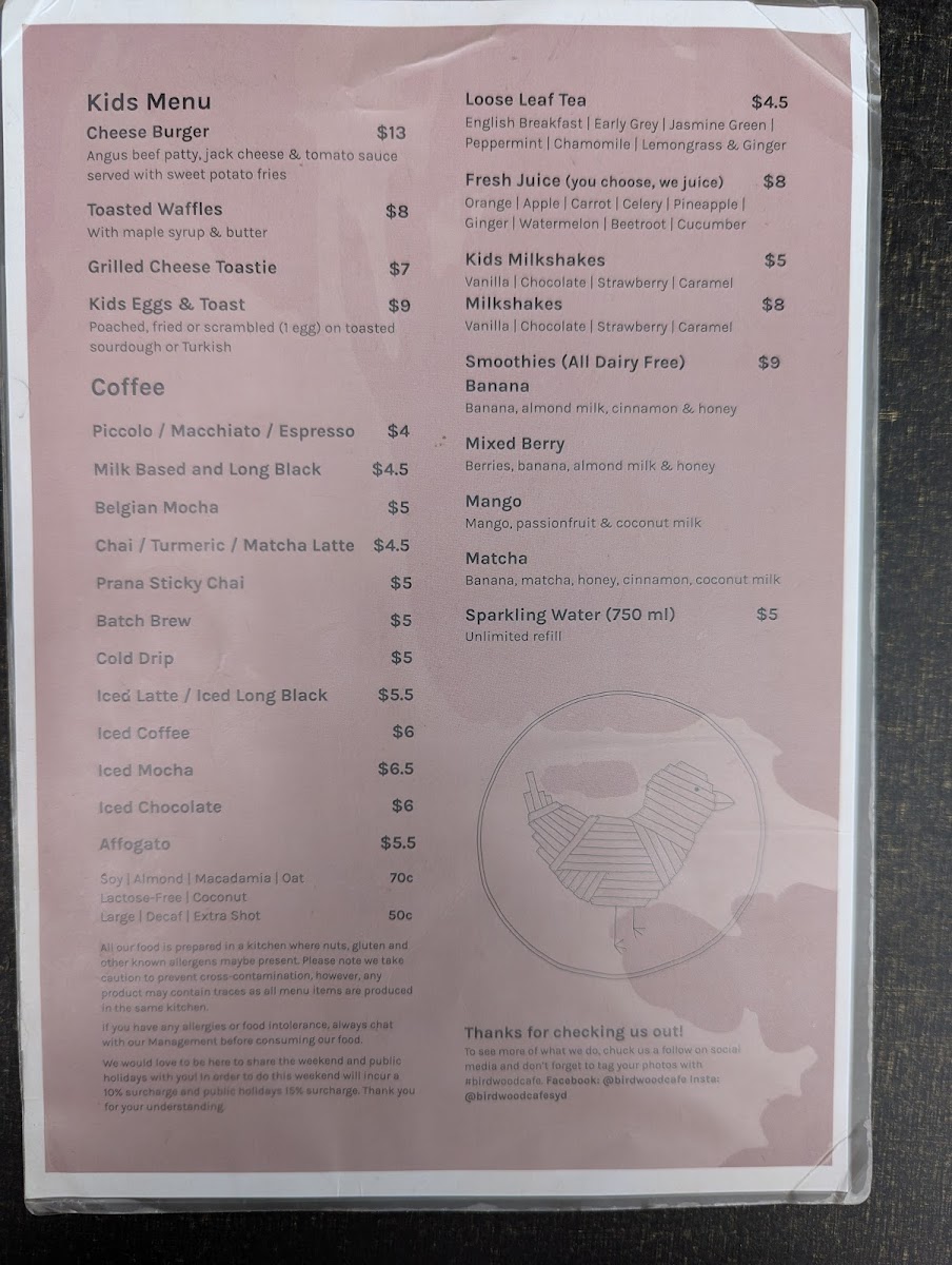 Birdwood Cafe Menu 5