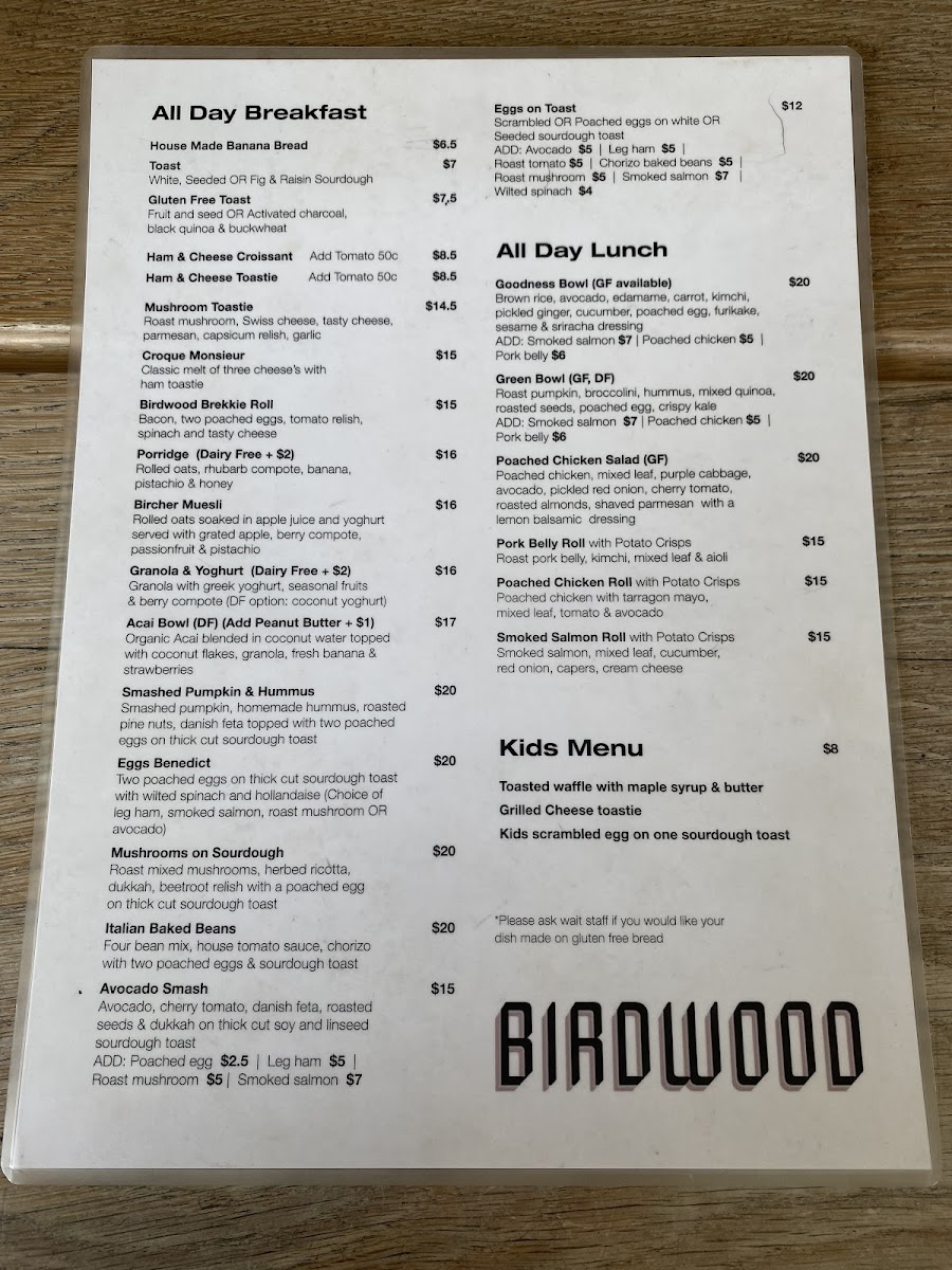 Birdwood Cafe Menu 6