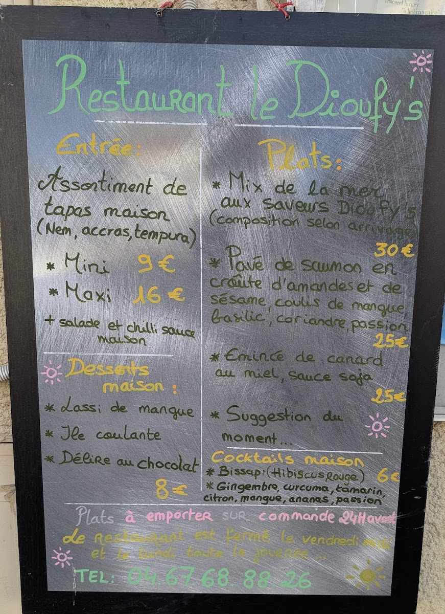 Le Dioufy'S Menu 2
