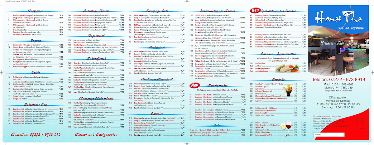 Restaurant Hanoi Pho Heim & Partyservice Menu 1
