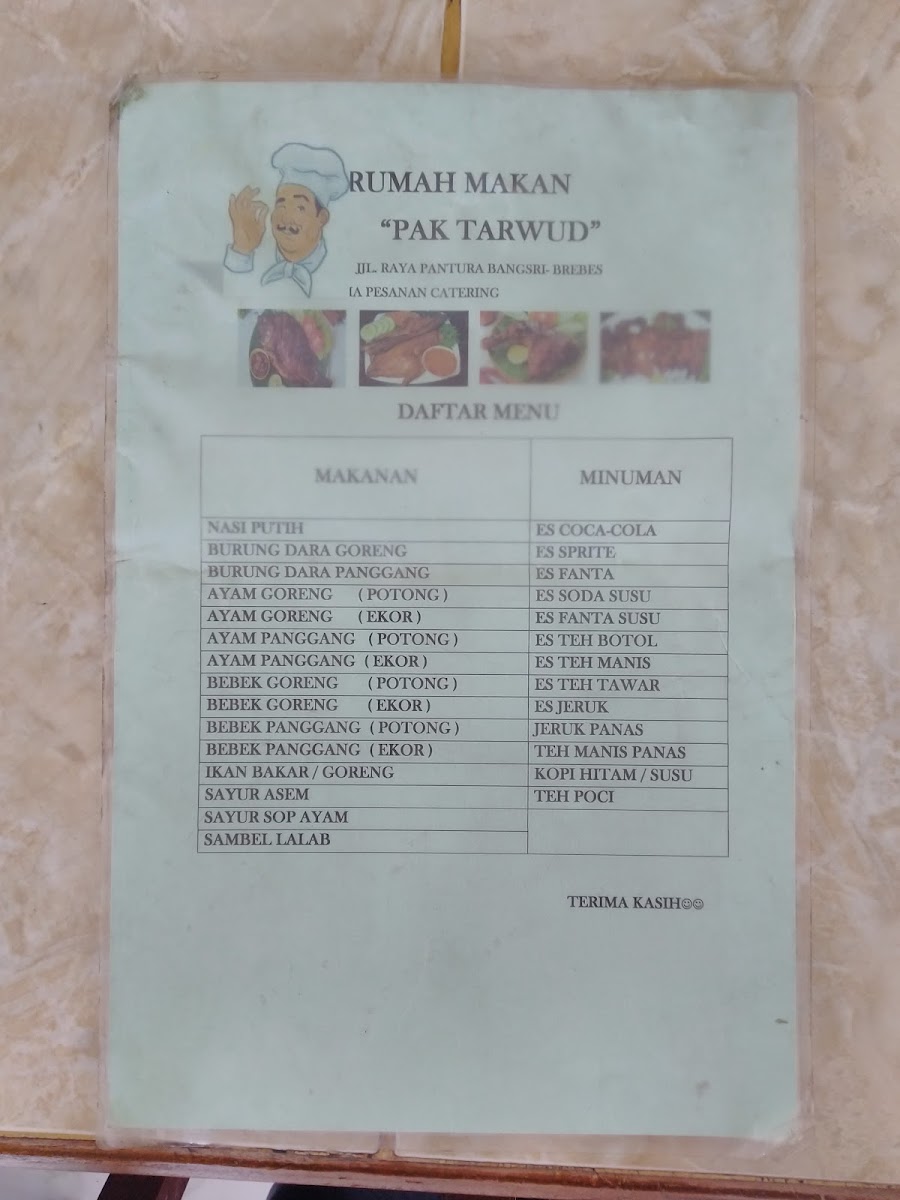 Rumah Makan Pak Tarwud Menu 1