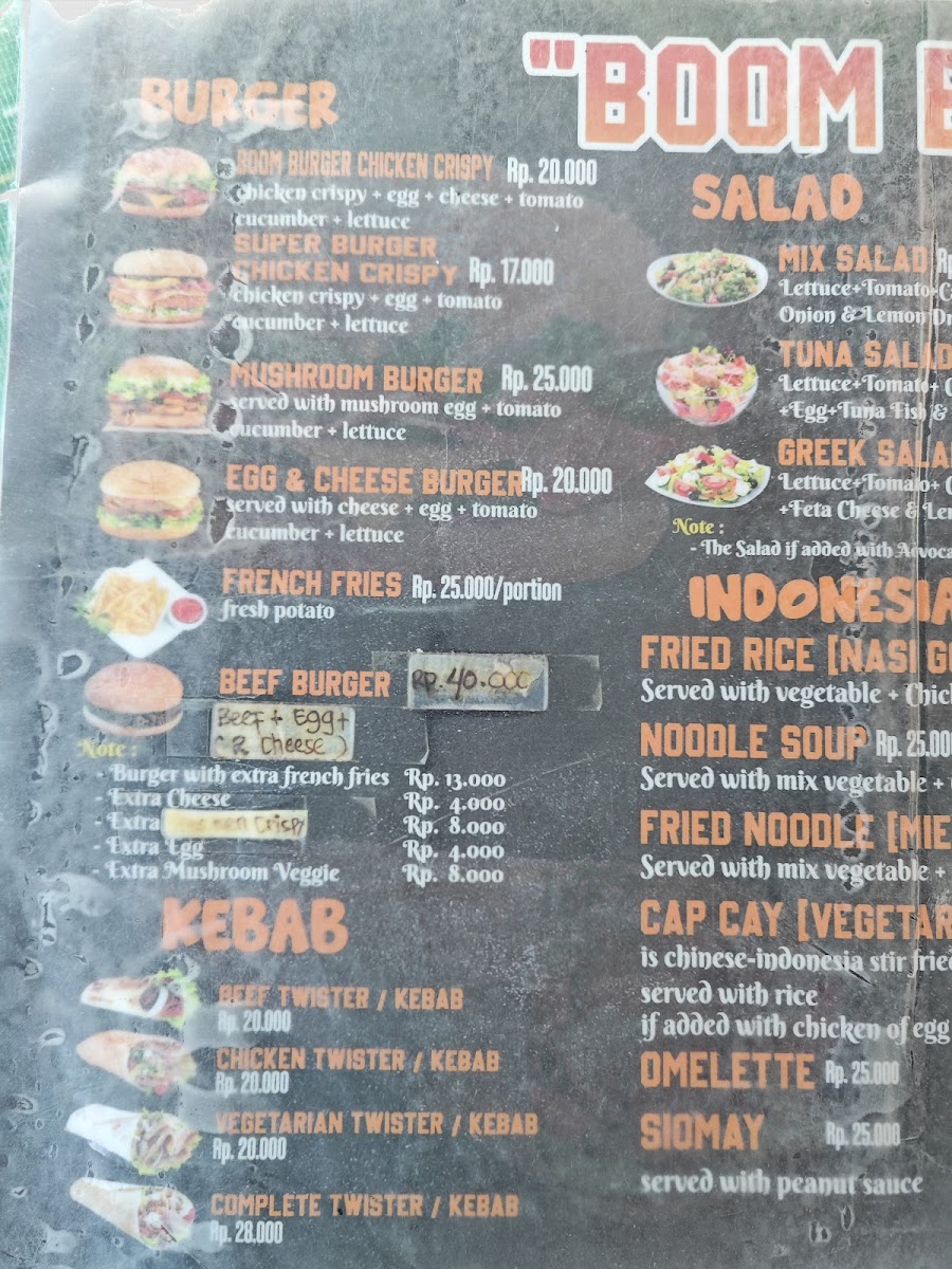 Boom Burger Menu 10