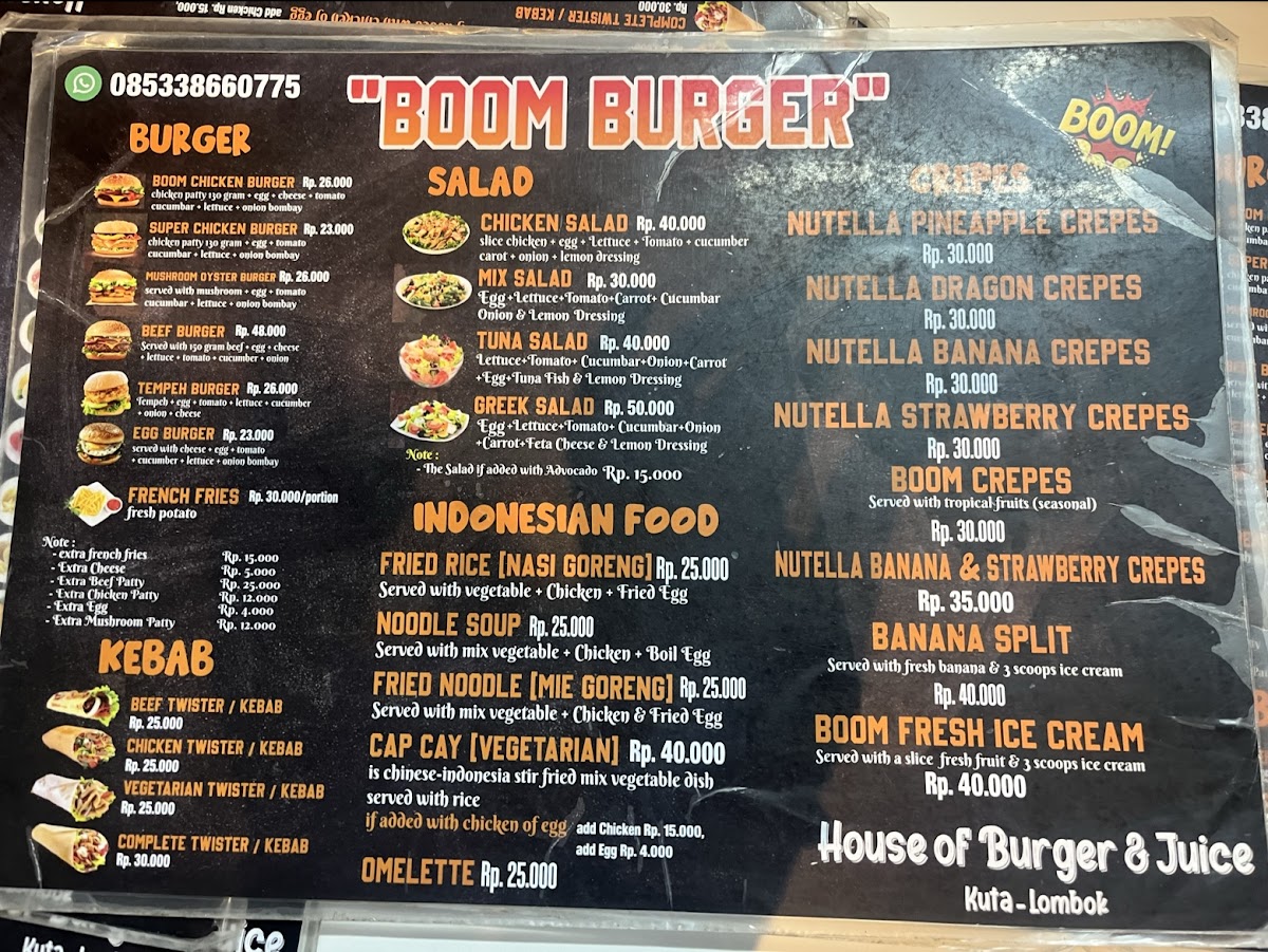 Boom Burger Menu 4