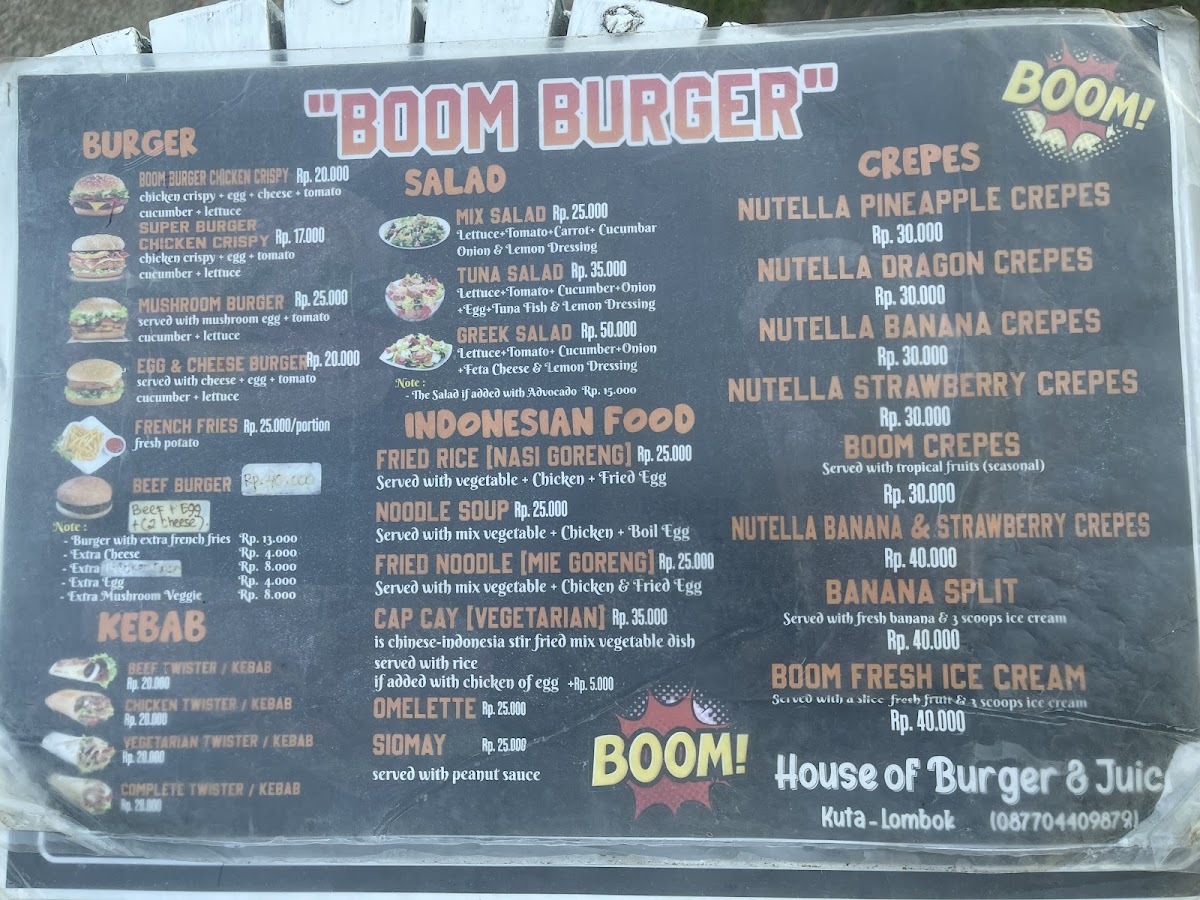 Boom Burger Menu 7